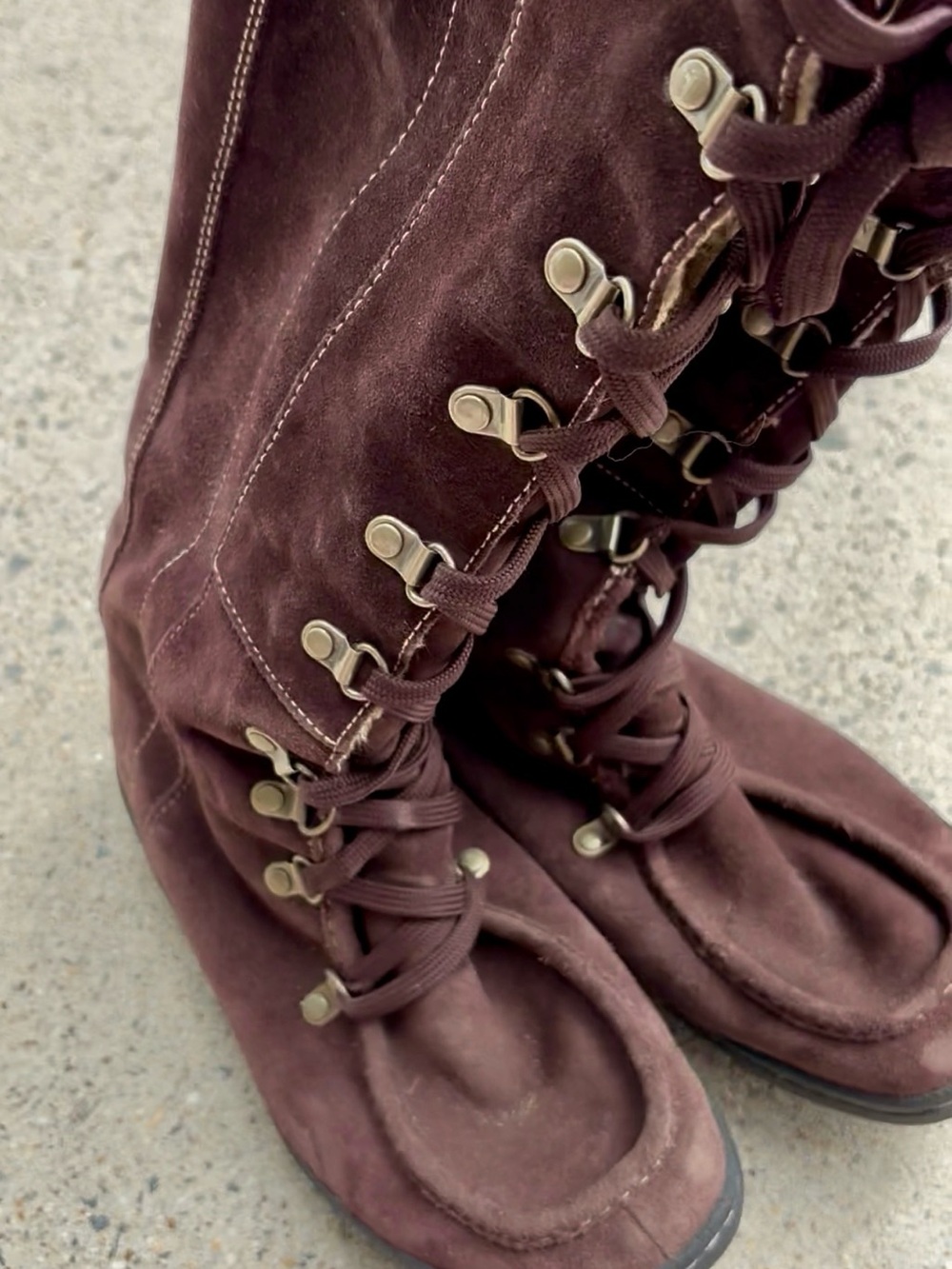 Women’s Timberland Tall Lace-Up Suede Boots in Dark Brown